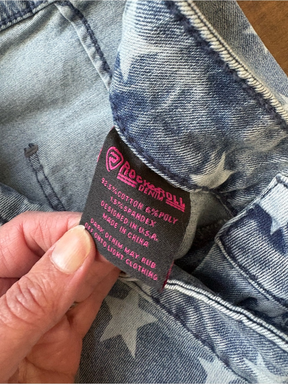 Rock n Roll Americana Star print denim bell bottom jeans - Picture 12 of 13